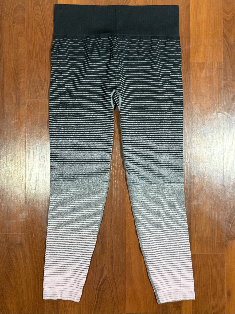 Marika Black to White Ombre Striped Leggings
